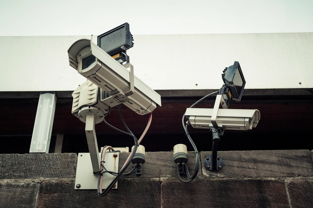 CCTV cameras wall surveillance
