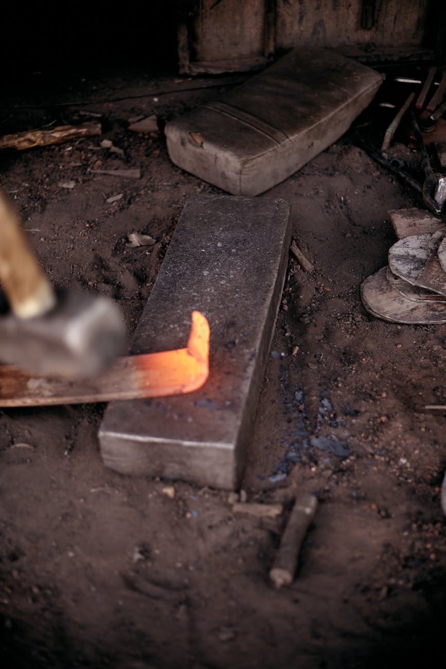 hot metal forging in a traditional workshop