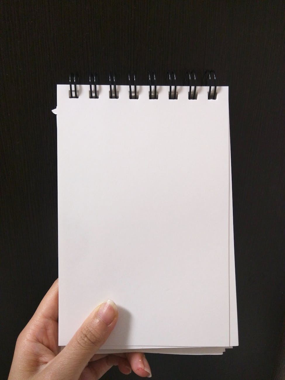 person holding empty notebook